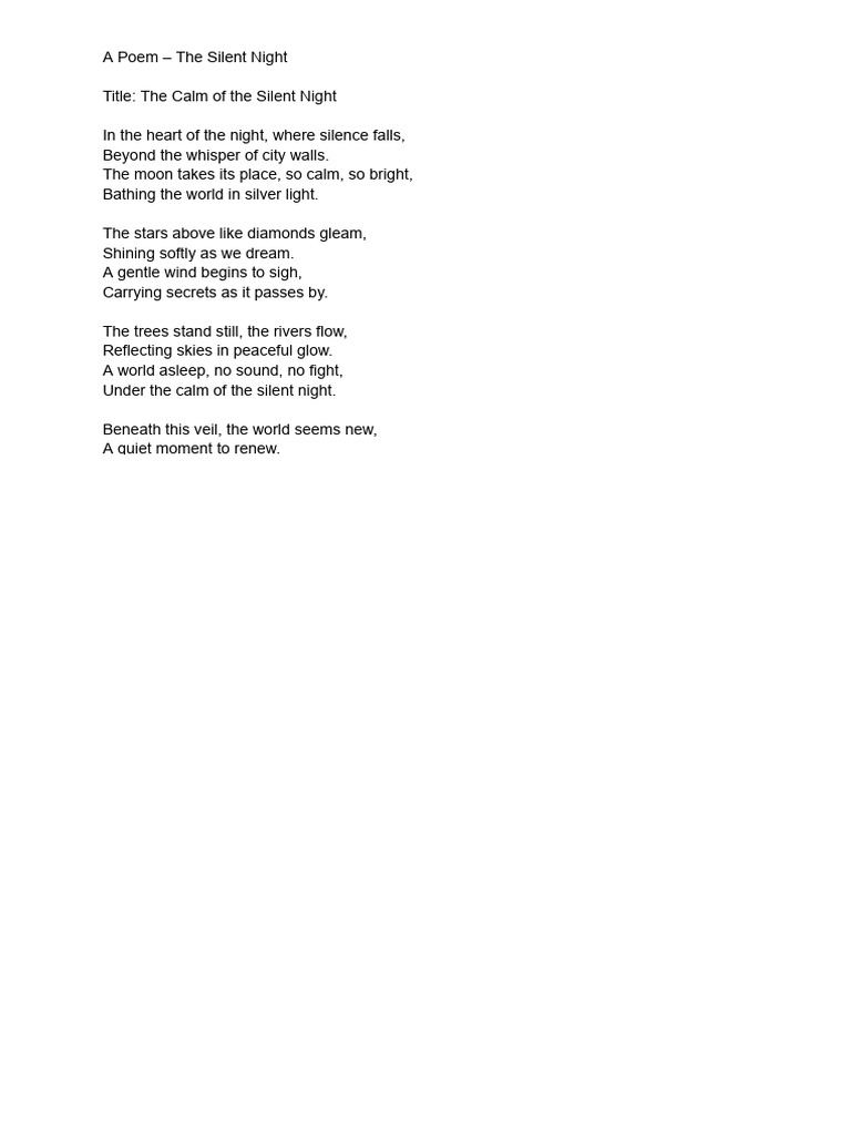 A Poem - The Silent Night | PDF