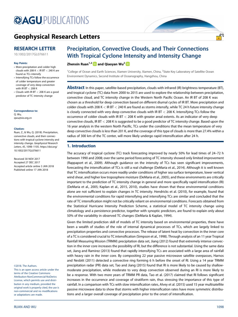 Tropical Cyclone Intensity and Precipitation | PDF | Vortices | Storms