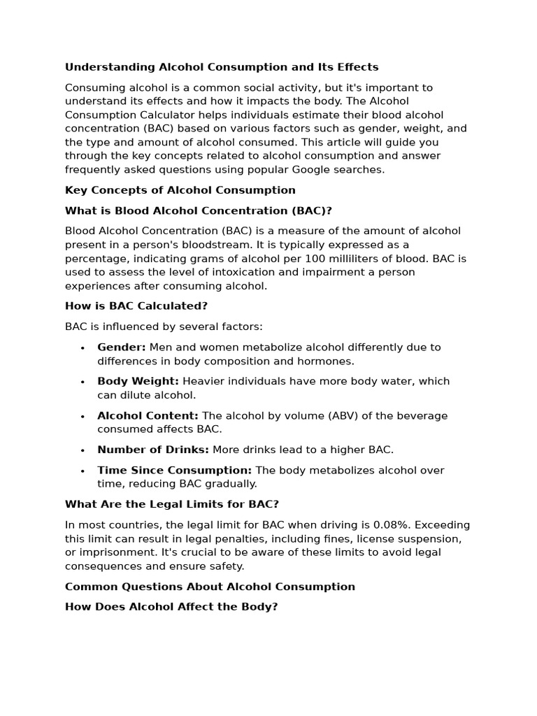 Alcohol Consumption and Its Effects | PDF | Alcoholism | Alcoholic ...