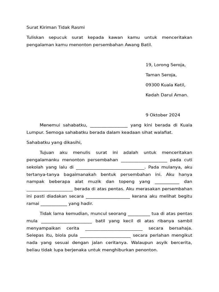 Surat Pengalaman Menonton Awang Batil | PDF