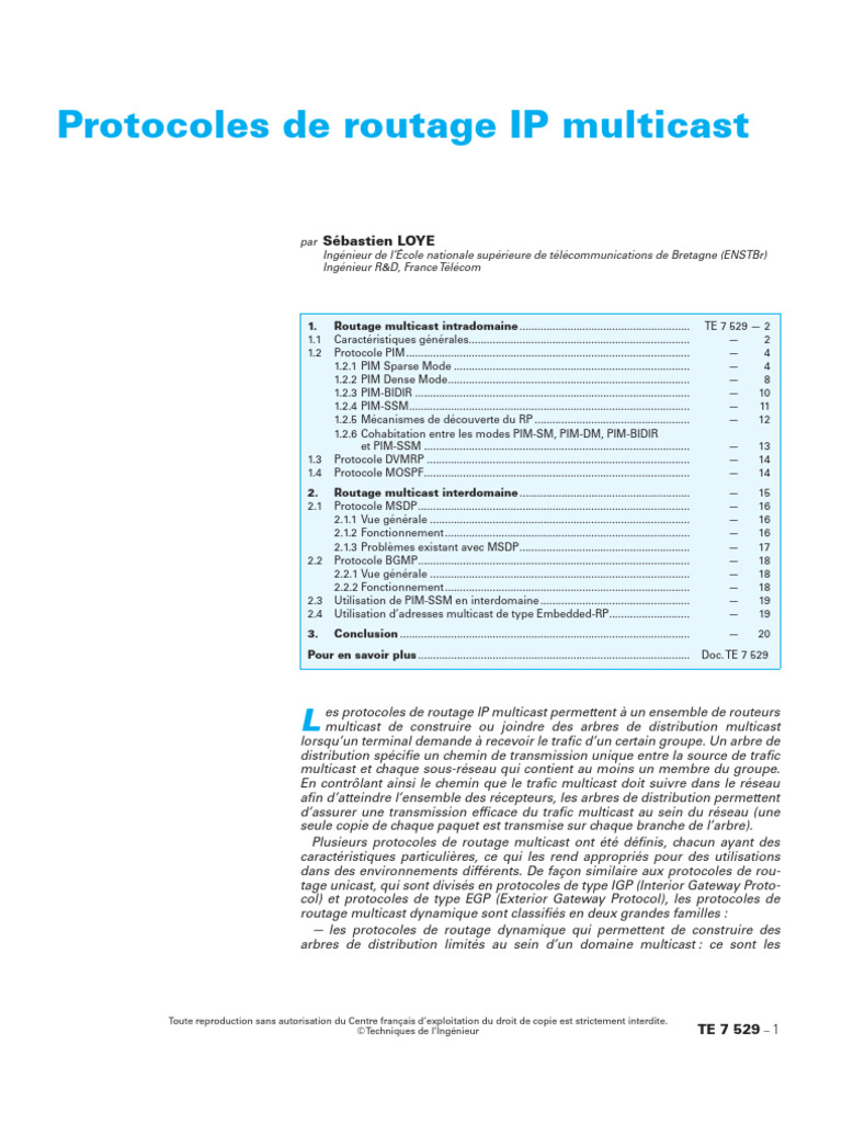 Protocoles de routage IP multicast | PDF | Multidiffusion | I Pv6