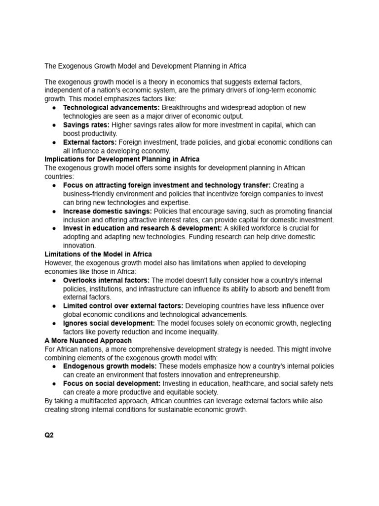 Exogenous Growth & Development in Africa | PDF | Poverty & Homelessness ...
