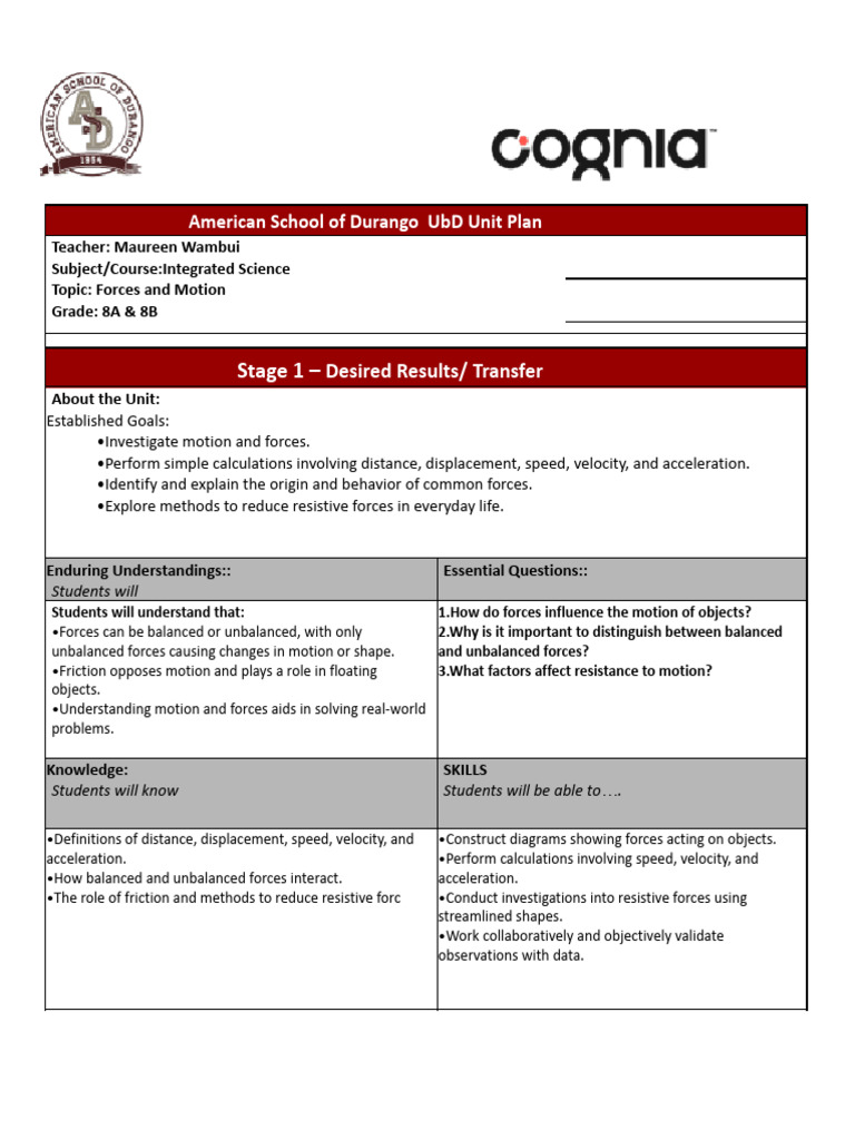 GRADE 8 - Forces and Motion | PDF | Force | Velocity