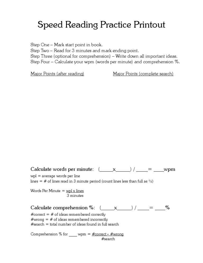 Speed Reading Printout | PDF | Career & Growth | Language Arts & Discipline