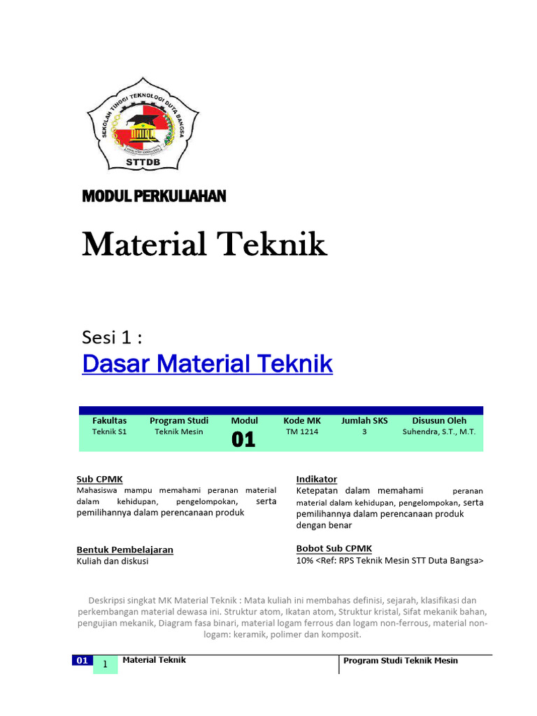 Modul 1 Dasar Material Teknik Pdf