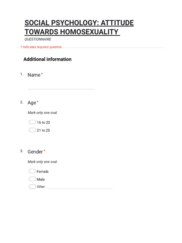 Attitudes Towards Homosexuality Survey | PDF | Homosexuality | Same Sex ...