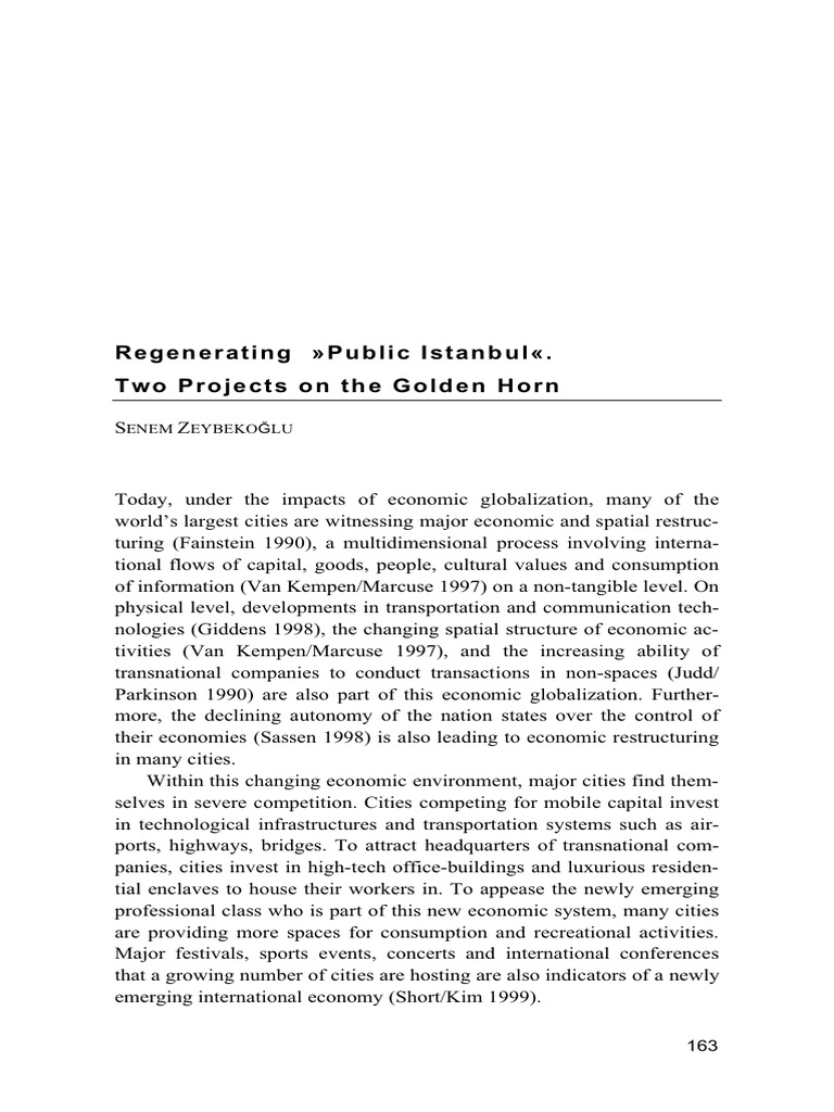 Regenerating Public Istanbul .Two Projects On The Golden Horn | PDF ...