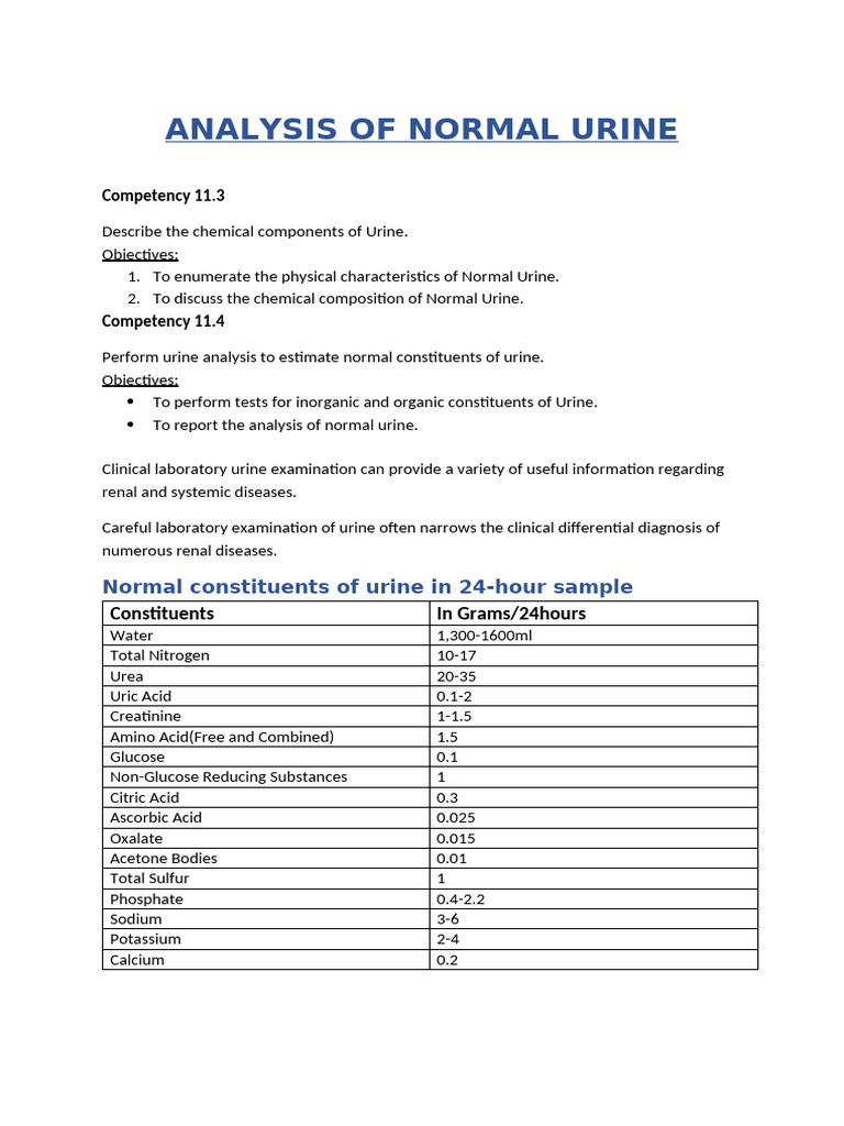 6 Normal Urine Analysis | PDF | Urine | Urea