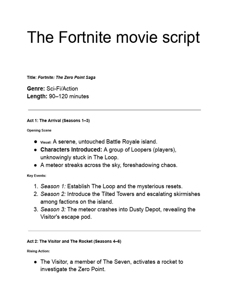 Fortnite: The Zero Point Saga Script | PDF