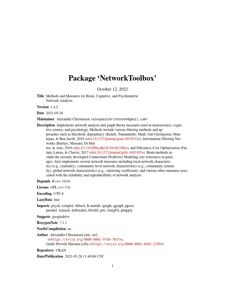 Network Analysis Tools for Neuroscience | PDF | Effect Size | Sample ...