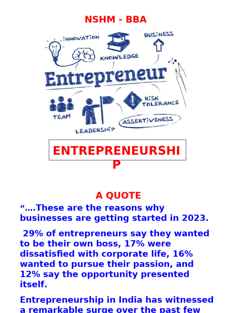 NHSM Entre BBA Module 1 | PDF | Entrepreneurship | Intellectual Property