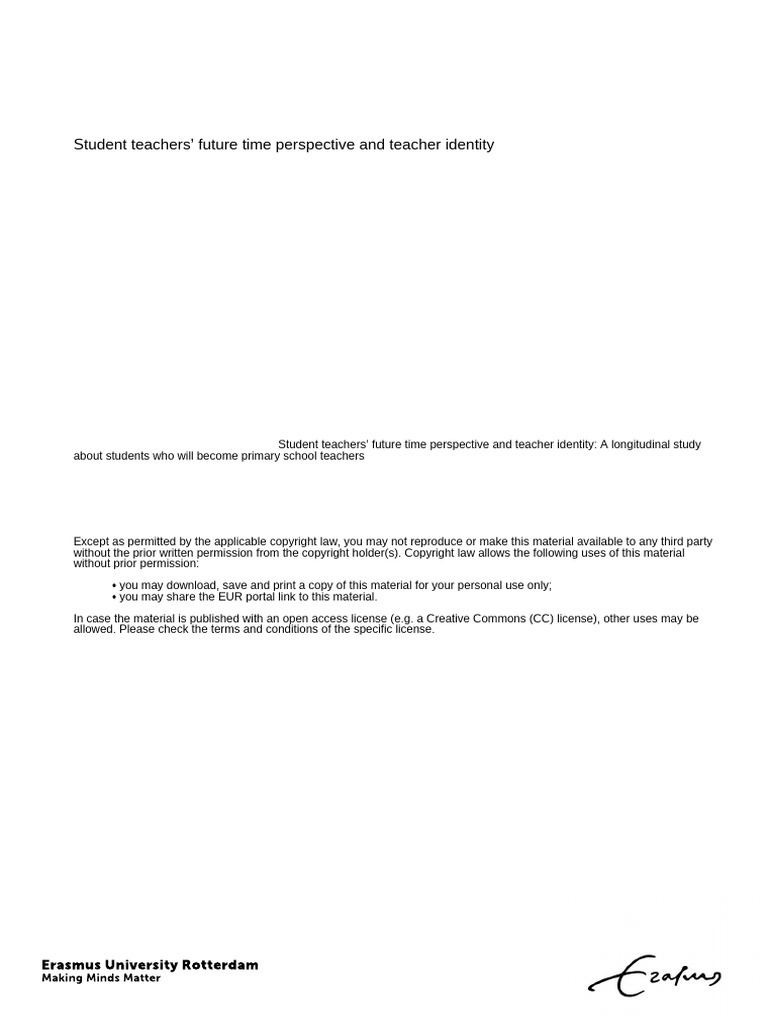 Student Teachers Future Time Perspective and Teacher Identity | PDF ...