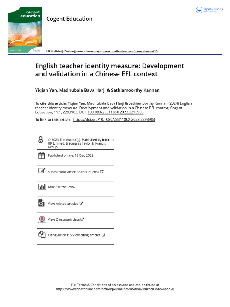 English Teacher Identity Measure Development and Validation in A ...