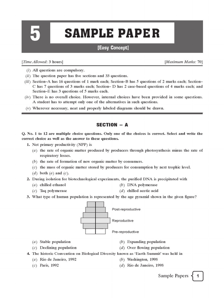 Sample Paper - 5 | PDF