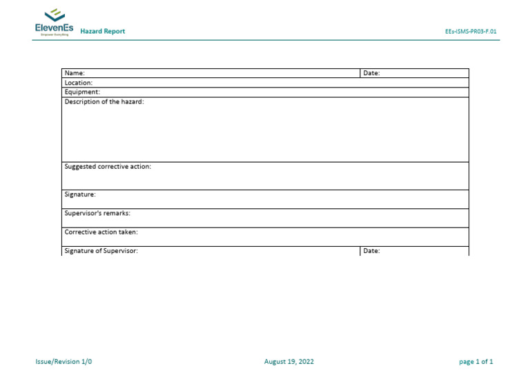 F.01 Hazard Report | PDF