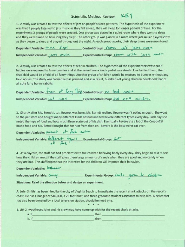 Scientific Method Review KEY | PDF