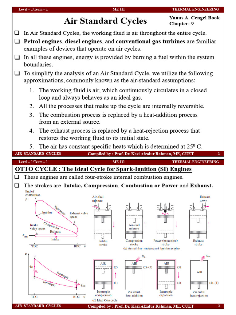 Air Standard Cycles1 | PDF | Diesel Engine | Engines