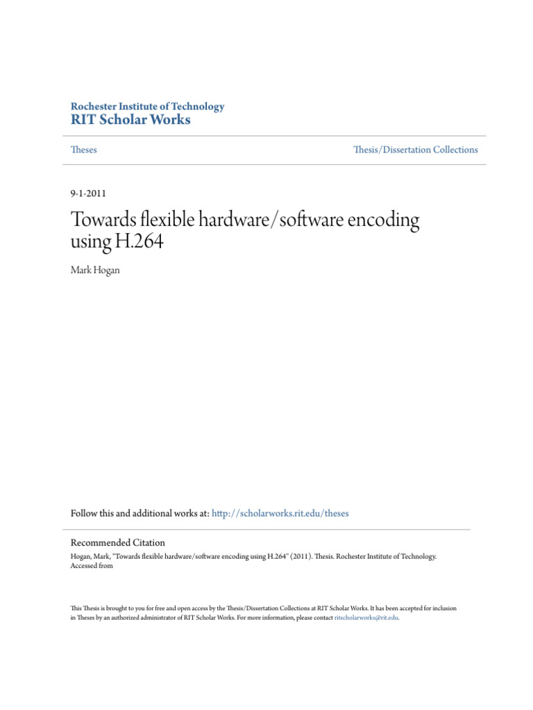 Towards Flexible Hardware - Software Encoding Using H.264 | PDF | Video ...
