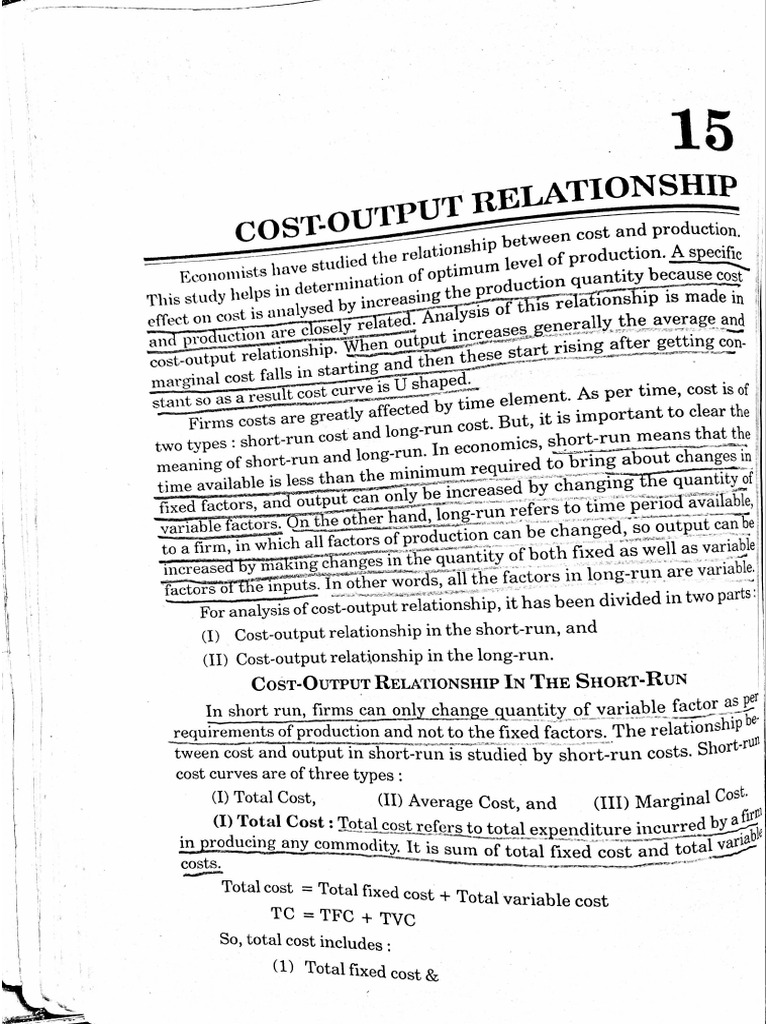 Cost - Output Relationship | PDF
