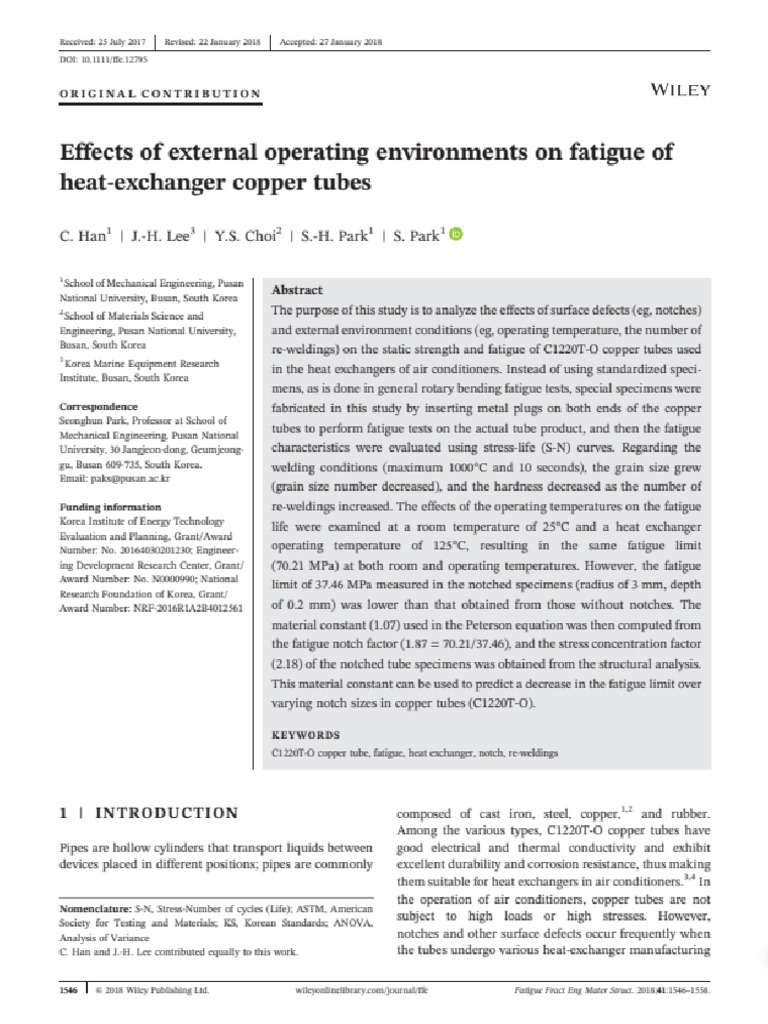 Effects of External Operating Environments On Fatigue of Heat Exchanger ...