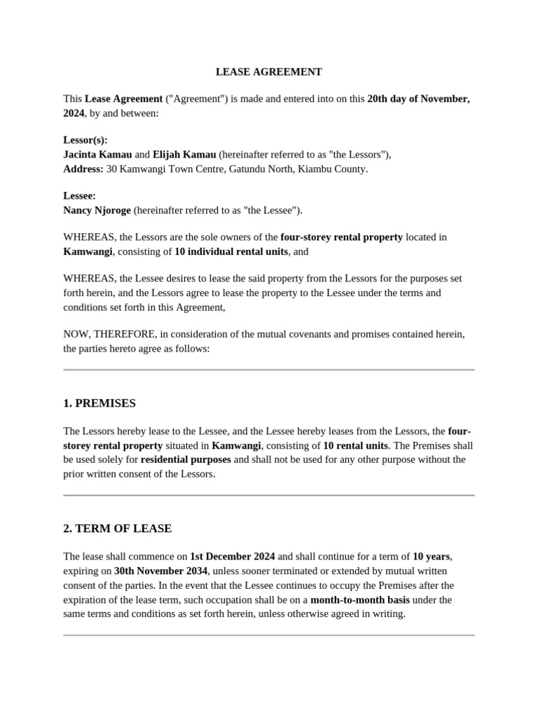 LEASE AGREEMENT | PDF | Lease | Private Law