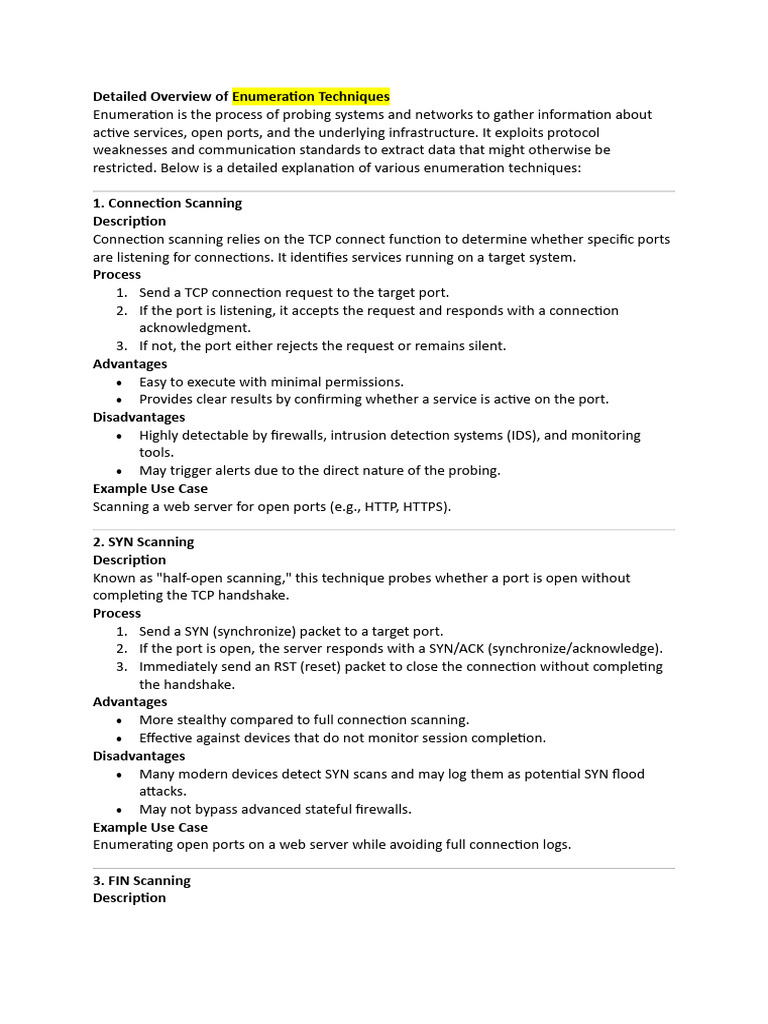 Enumeration Techniques for Network Security | PDF | Transmission ...
