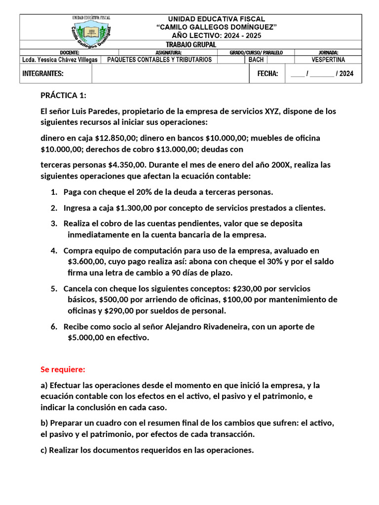 Práctica 1 | PDF | Contabilidad | Bancos