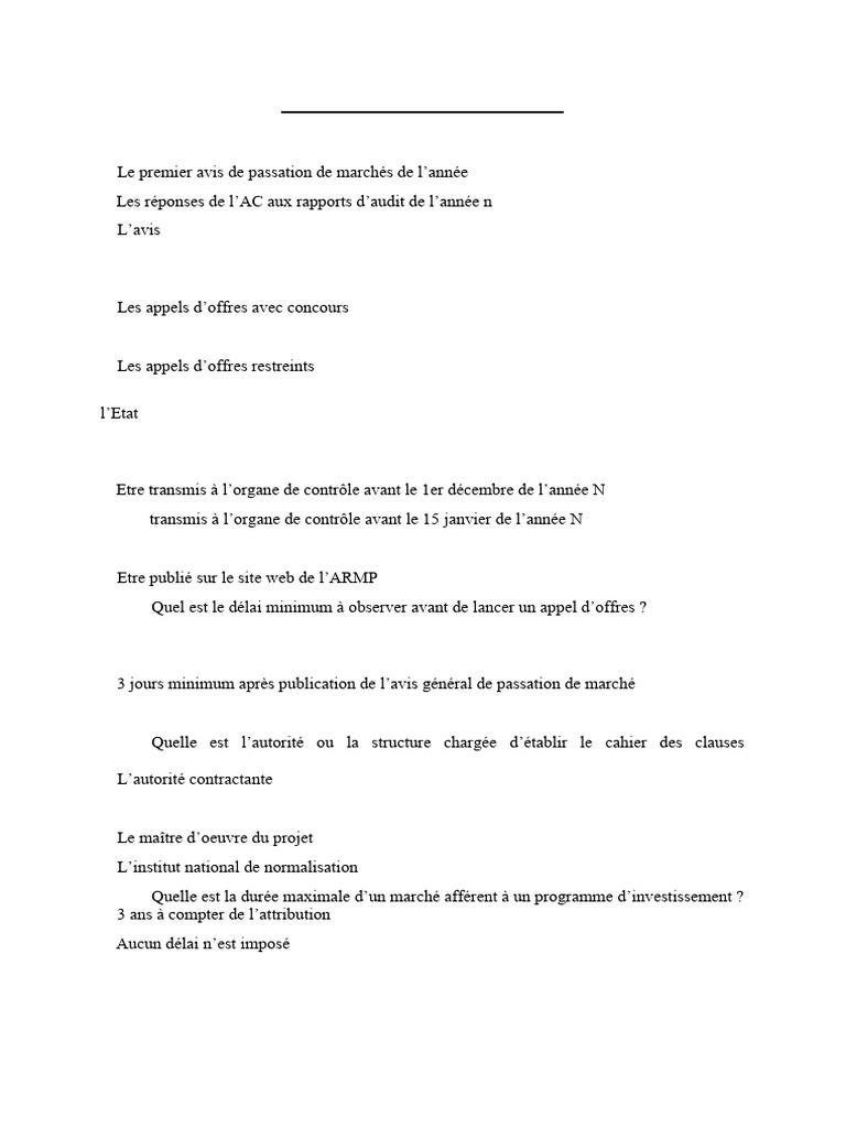 QCM sur les Marchés Publics | PDF