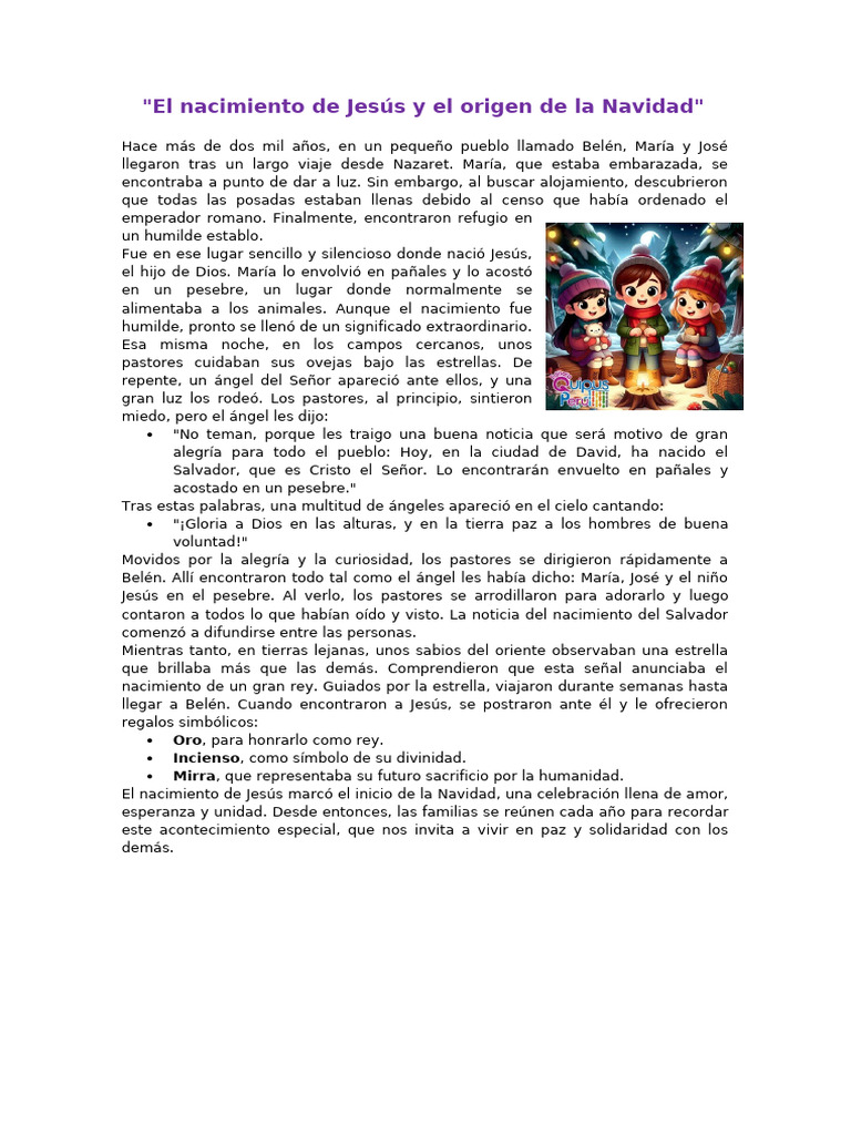 El Nacimiento de Jesús y El Origen de La Navidad COMUNICACIÓN | PDF ...