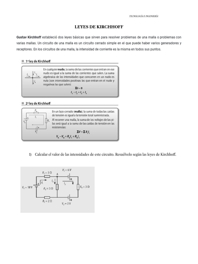 Ejercicios Leyes de Kirchhoff | PDF