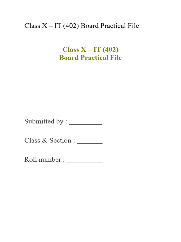 Class X IT Practical File Guide | PDF | Computing | Software