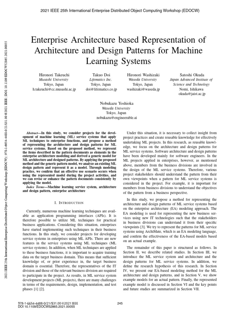 Enterprise Architecture Based Representation of Architecture and Design ...