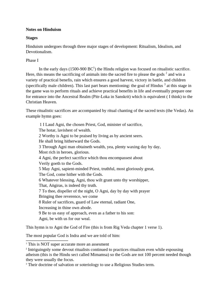 Notes On Hinduism Pdf Brahman Reincarnation