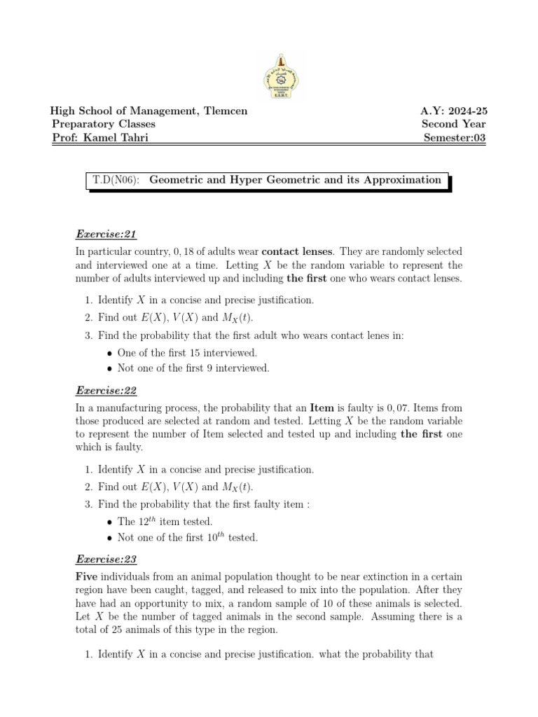 Geometric Distributions in Probability Exercises | PDF | Probability ...