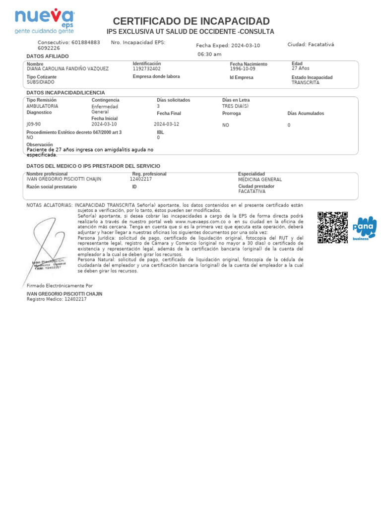 Certificado de Incapacidad Médica 2024 | PDF | Medicina | Cuidado de la ...