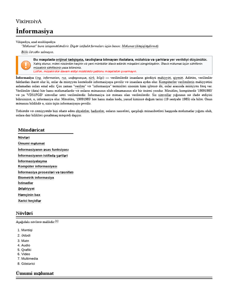 İnformasiya | PDF