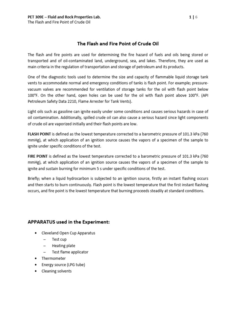 Exp4 Flash and Fire Point | PDF | Petroleum | Fires