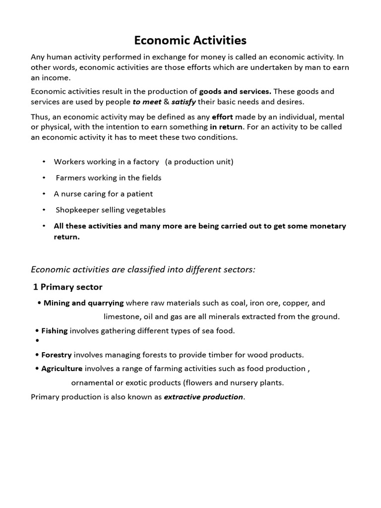 Economic Activities | PDF | Foods | Mining