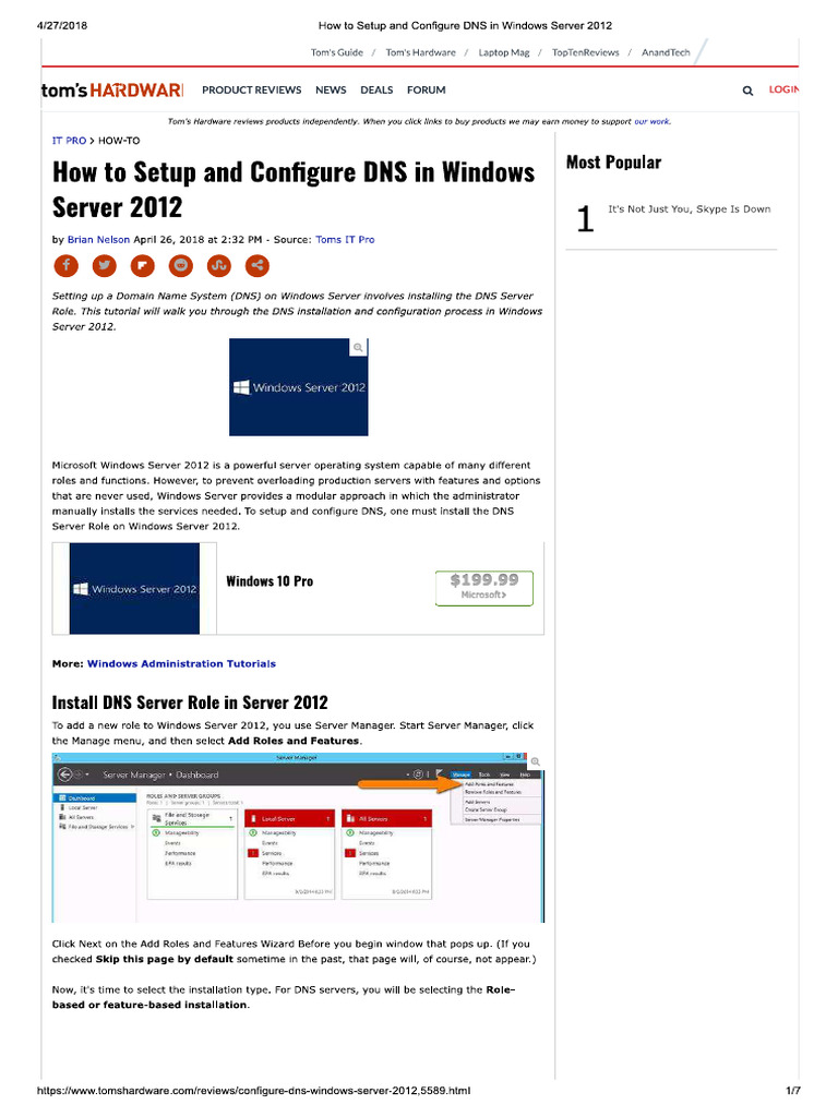 Configuring DNS on Windows Server 2012 | PDF | Domain Name System ...