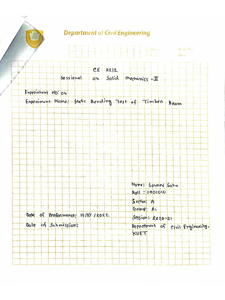 Exp 04 - Static Bending Test | PDF