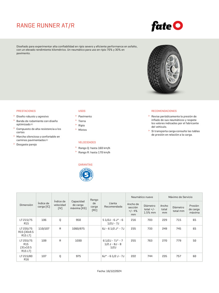 Range Runner at R | PDF | Neumático | Vehículos terrestres