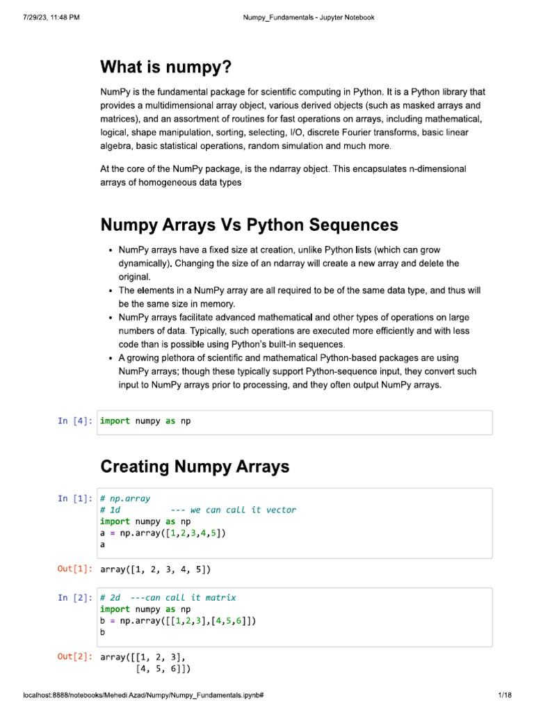 Numpy Fundamentals | PDF