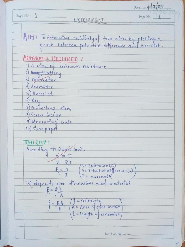 Xii Physics Expt 1-4 | PDF