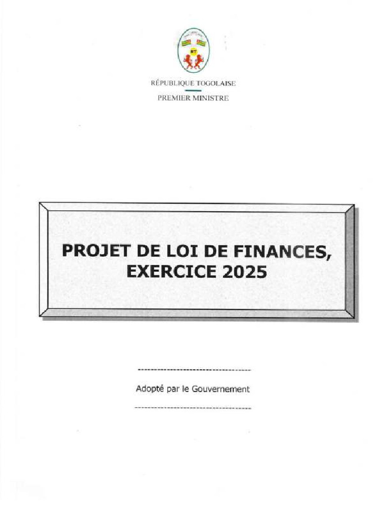 Projet de Loi de Finances - Exercice 2025 | PDF