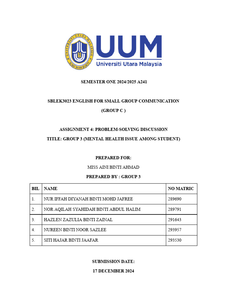 Problem-Solving Discussion - 3 | PDF | Mental Health | Stress Management