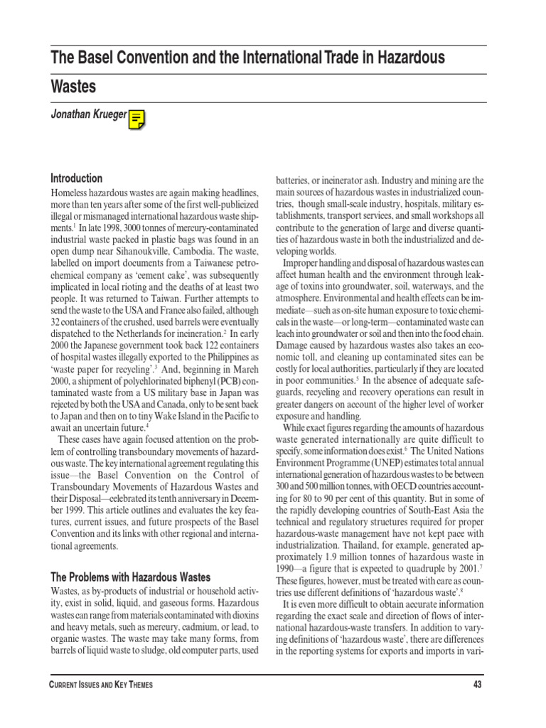 Basel Convention on Hazardous Waste Issues | PDF | Hazardous Waste | Waste