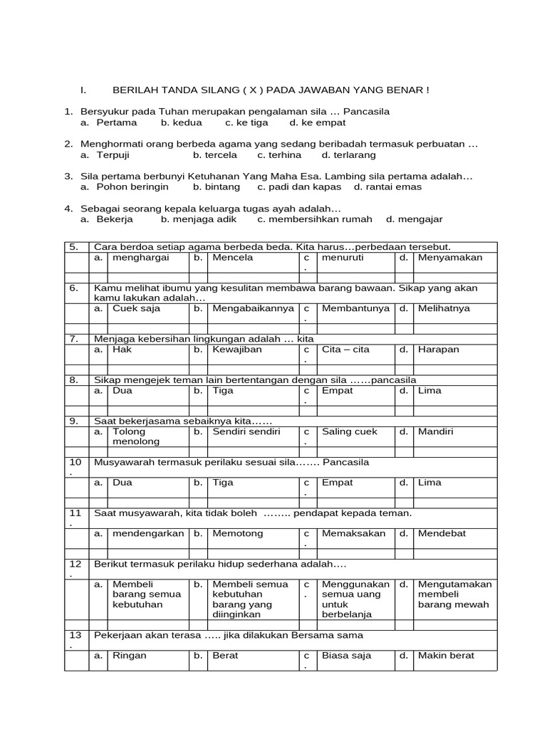 Soal PKN Kelas 3 | PDF
