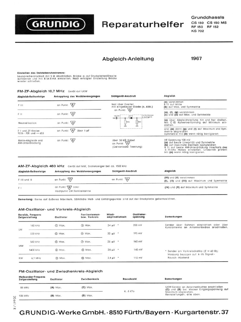 Grundig cs150 cs150ms rf150 rf152 ks702 de Year-1967 | PDF