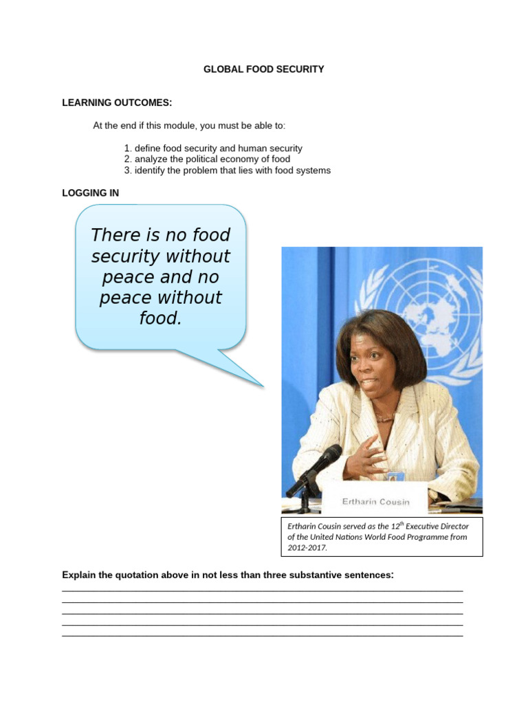GLOBAL FOOD SECURITY MODULE Nina 1 | PDF | Food Security | Agriculture
