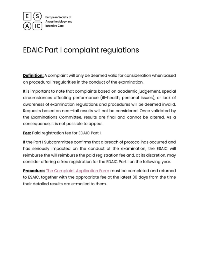 EDAIC Part I Complaint Regulations 2 | PDF